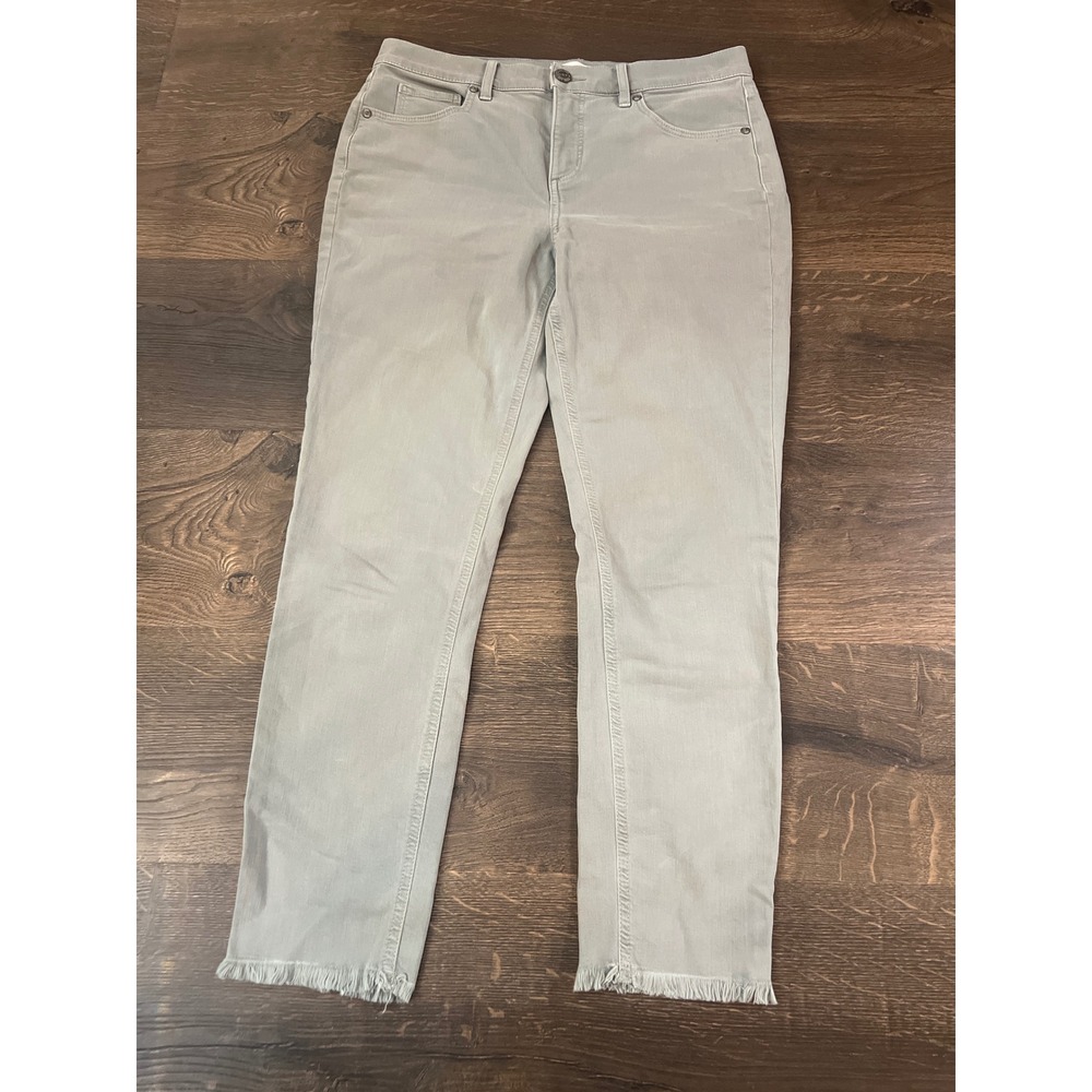 LOFT Modern Skinny Crop Jeans Gray Frayed Hem Size 29 Women's
